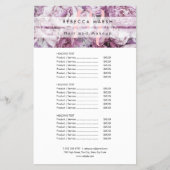 Rosa Peony Script Monogram Salon Service Menu Flyer (Vorne)