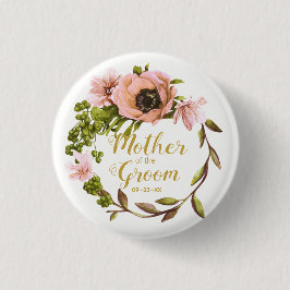 Rosa Peony Wreath Mutter des Bodens ID456 Button