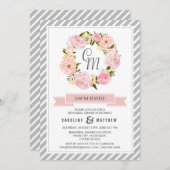 Rosa Peony Wreath Probe Dinner Einladung (Vorne/Hinten)