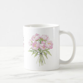 Rosa Peonys mit Bow-Keramik Kaffeetasse