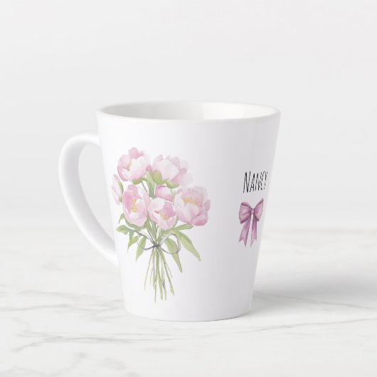 Rosa Peonys mit Bow-Keramik Milchtasse (Linke Ecke)