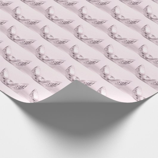 Rosa Perle im Muschel Geschenkpapier (Ecke)