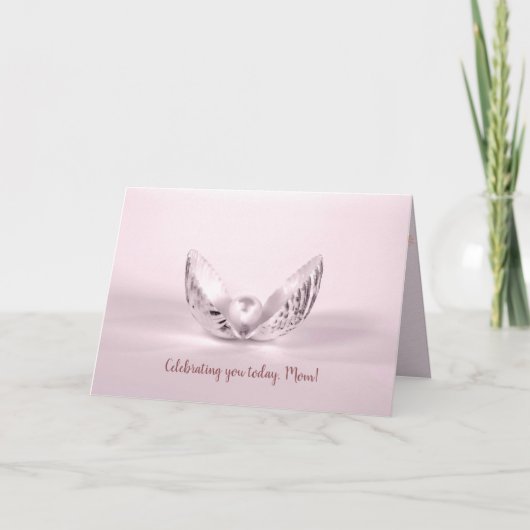 Rosa Perle im Muscheltag Karte (Vorderseite)