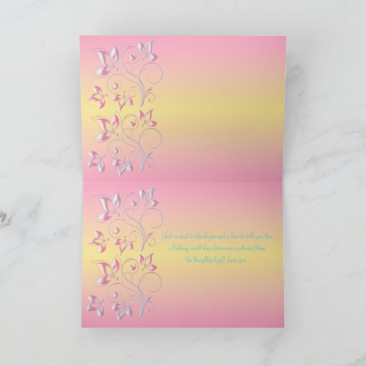 Rosa Perle u. hübsche Pastelle danken Ihnen zu Dankeskarte (Innenseite)