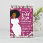 Rosa, Perlen, amerikanisches Brautparty Einladung (Stehend Vorderseite)