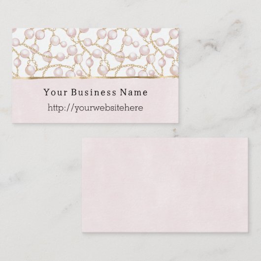 Rosa Perlen Goldkette Geschäft name Webseite Visitenkarte (Vorne/Hinten)