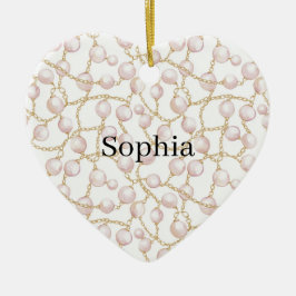 Rosa Perlen Goldkette Keramik Ornament