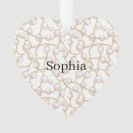 Rosa Perlen Goldkette Weihnachten Ornament