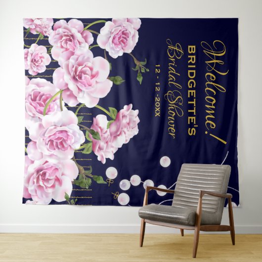 Rosa Perlen Hochzeit Wandteppich (Beispiel (Horizontal))