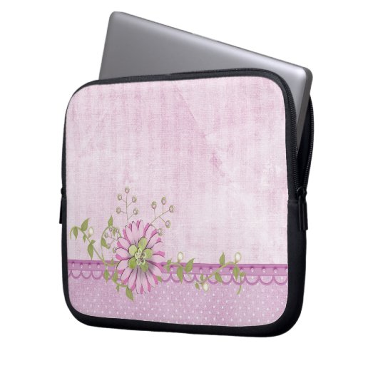 Rosa Perlen Laptopschutzhülle (Vorderseite Links)