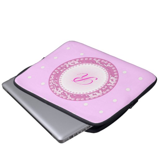 Rosa Perlen Laptopschutzhülle (Vorne Knopf)