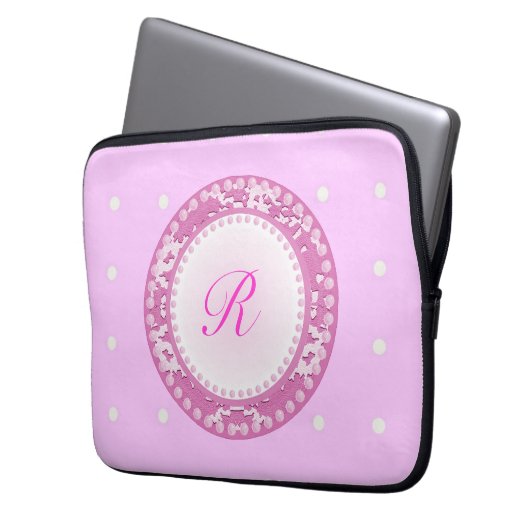 Rosa Perlen Laptopschutzhülle (Vorderseite Links)