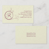 Rosa Perlen-Monogramm-Visitenkarte Visitenkarte (Vorne/Hinten)