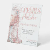 Rosa Perlen und Prosecco-Bar Sockelschild (Vorderseite)