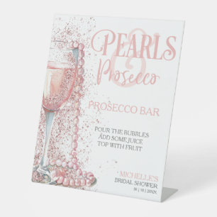 Rosa Perlen und Prosecco-Bar Sockelschild