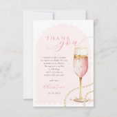 Rosa Perlen und Prosecco-Brautparty Dankeskarte (Vorderseite)