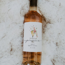Rosa Perlen und Prosecco Brautparty Gefallen Weinetikett