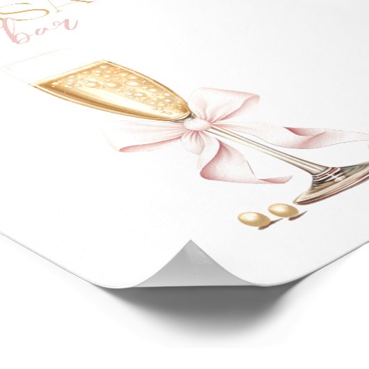 Rosa Perlen und Prosecco Brautparty Mimosa Bar Poster (Ecke)