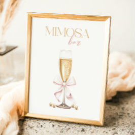 Rosa Perlen und Prosecco Brautparty Mimosa Bar Poster
