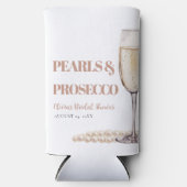 Rosa Perlen und Prosecco-Brautparty Selters Dosenkühler (Vorderseite)