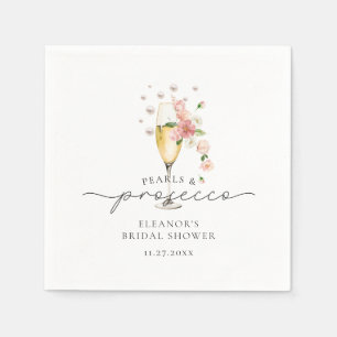 Rosa Perlen und Prosecco Brautparty Serviette