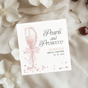 Rosa Perlen und Prosecco-Brautparty Serviette