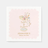 Rosa Perlen und Prosecco-Brautparty Serviette (Vorderseite)