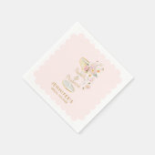 Rosa Perlen und Prosecco-Brautparty Serviette (Ecke)