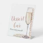 Rosa Perlen und Prosecco Dessert Bar Sign Sockelschild (Vorderseite)