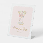Rosa Perlen und Prosecco Mimosa Bar Sockelschild (Vorderseite)