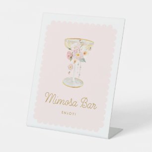 Rosa Perlen und Prosecco Mimosa Bar Sockelschild