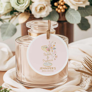 Rosa Perlen und Prosecco Rosa Brautparty Geschenkanhänger
