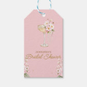 Rosa Perlen und Prosecco Willkommensschild Geschenkanhänger (Vorderseite)