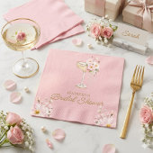 Rosa Perlen und Prosecco Willkommensschild Serviette