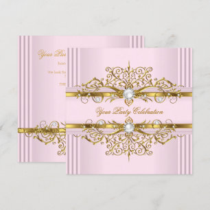 Rosa Perlen Weißgold Elegante Geburtstagsfeier Einladung