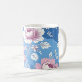 Rosa Perlenblumenmuster Kaffeetasse (VorderseiteRechts)