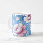 Rosa Perlenblumenmuster Kaffeetasse (Vorderseite Links)