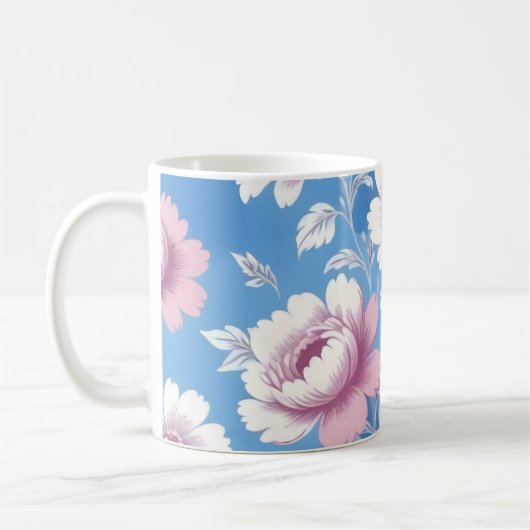 Rosa Perlenblumenmuster Kaffeetasse (Links)