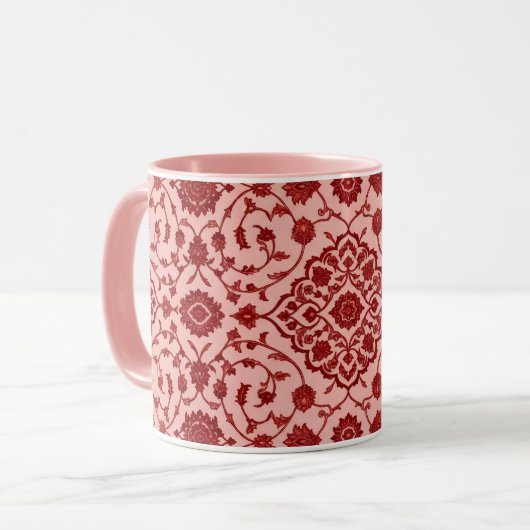 Rosa persischer Blumen-Mug Tasse (Vorderseite Links)