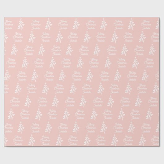 Rosa Personalisiert Frohe Weihnachtsfeiertage Geschenkpapier (Flach)