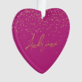 Rosa Personalisiert Goldname Glitzer Sparkle Dots Ornament (Vorderseite)