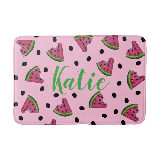 Rosa Personalisiert Juicy Watermelon Samen Obst Badematte (Vorderseite)