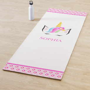 Rosa Personalisiert Magical Unicorn Illustration Yogamatte