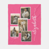 Rosa Personalisiert mit Name 5 FotoCollage Fleecedecke (Vorderseite)