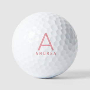 Rosa Personalisiert Modernes Monogramm  Golfball