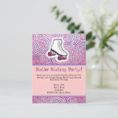 Rosa Personalisiert Roller Skaten Party Einladung (Stehend Vorderseite)