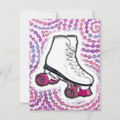 Rosa Personalisiert Roller Skaten Party Einladung (Rückseite)