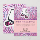 Rosa Personalisiert Roller Skaten Party Einladung (Vorne/Hinten)