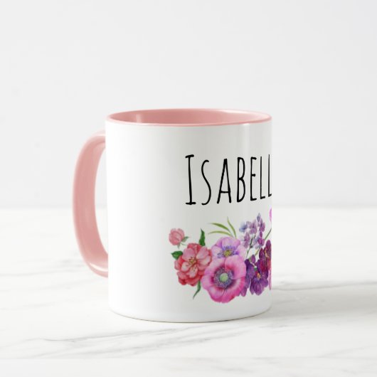 Rosa Personalisierte Aquarellfarben Tasse für Mädc (Vorderseite Links)