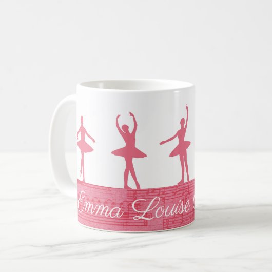Rosa Personalisierte Ballerina Kaffeetasse (Vorderseite Links)